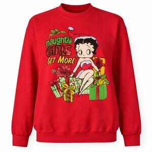 Vintage BETTY BOOP Christmas Sweatshirt “Naughty Girls Get More" Xmas Size XL